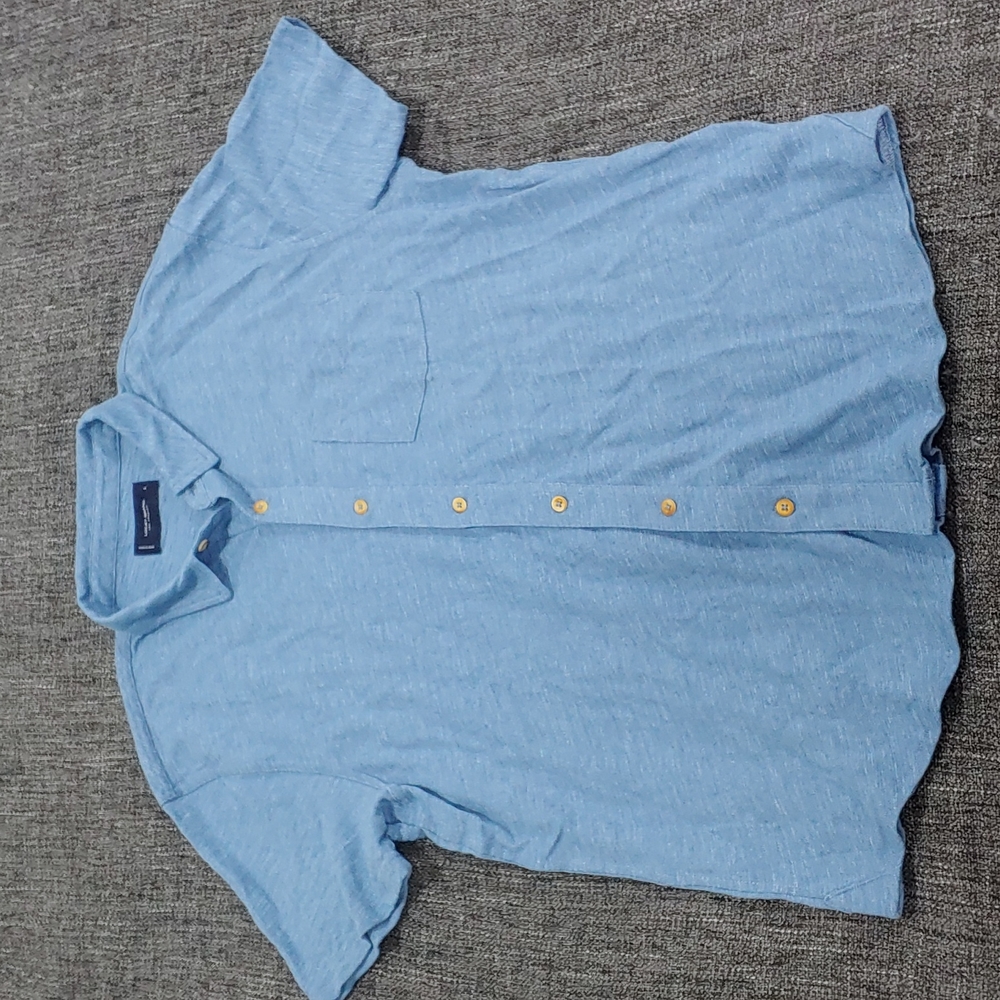 Lucky Brand linen-blend short sleeve shirt